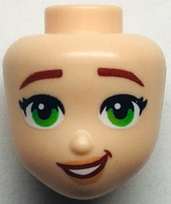 101136 | Mini Doll, Head Friends with Dark Red Eyebrows, Black Eyelashes, Green Eyes, Nougat Lips, Open Mouth Smile with Teeth Pattern | LEGOPART