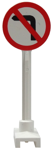 14pb10 | Road Sign Round with No Left Turn Pattern | LEGOPART