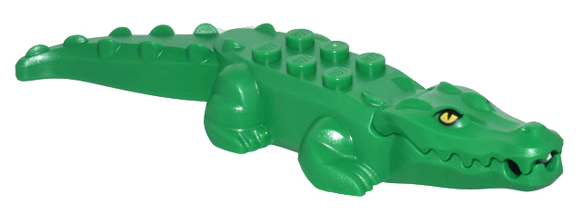 18904c05pb01 | Alligator / Crocodile with 20 Teeth with Yellow Eyes without White Glints Pattern with White Technic, Pin 1/2 | LEGOPART