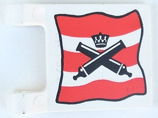 2335pb002 | Flag 2 x 2 Square with Flat Edge with Crossed Cannons over Red Stripes, Black Outline Pattern | LEGOPART