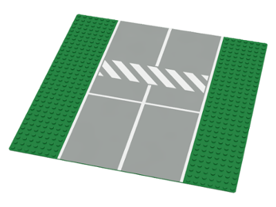 2358p02 | Baseplate, Road 32 x 32 7-Stud Straight with Light Gray Runway with White Lines and Crosswalk Pattern | LEGOPART