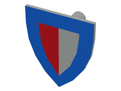 3846p47 | Minifigure, Shield Triangular Short with Red and Gray Halves and Blue Border Pattern | LEGOPART