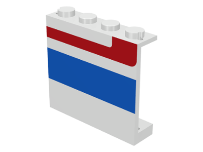 4215ap07 | Panel 1 x 4 x 3 - Solid Studs with Red and Blue Stripes Pattern Model Right Side | LEGOPART
