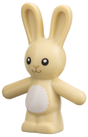 66965pb01 | Bunny / Rabbit Standing with Black Eyes, Dark Tan Nose and Mouth, White Stomach Pattern | LEGOPART
