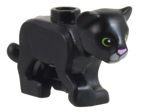 77307pb03 | Cat, Large, Baby Cub with Bright Pink Nose, Light Bluish Gray Muzzle and Lime Rings Around Eyes Pattern | LEGOPART