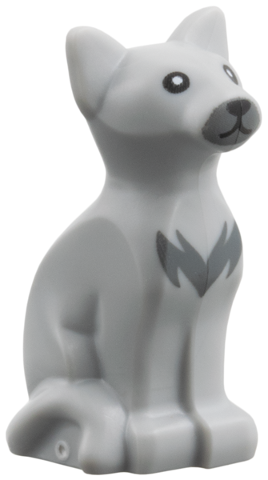 8037pb01 | Cat, Seated with Black Eyes, Dark Bluish Gray Muzzle and Fur Pattern | LEGOPART