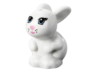 98387pb01 | Bunny / Rabbit, Friends Style, Sitting with Bright Light Blue Eyes, Bright Pink Nose and Mouth and Black Whisker Dots Pattern | LEGOPART