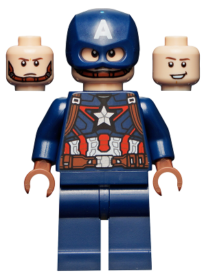 Captain America - Dark Blue Suit, Reddish Brown Hands, Helmet LEGO sh0736