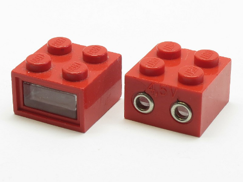 08010cc01 | Electric, Light Brick 4.5V 2 x 2 with 2 Plug Holes, Trans-Clear Smooth Lens | LEGOPART