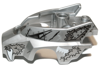 11113pb02 | Flywheel Fairing Wolf Shape with Fangs and Black, Silver and White Pattern | LEGOPART