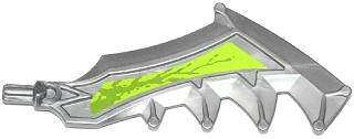 11338pb01L | Hero Factory Weapon, Axe / Sword with Jagged Blade with Splatters on Lime Background Pattern Left | LEGOPART