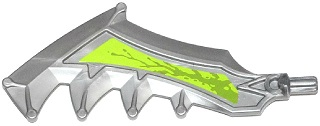 11338pb01R | Hero Factory Weapon, Axe / Sword with Jagged Blade with Splatters on Lime Background Pattern Right | LEGOPART