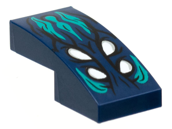 11477pb124 | Slope, Curved 2 x 1 x 2/3 with 4 White Eyes, Dark Turquoise Hair Pattern | LEGOPART