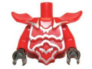 11692pb01c01 | Torso, Modified Short with Armor Breastplate with Shoulder Ridges and Silver Edges Pattern / Red Arms / Black Hands | LEGOPART