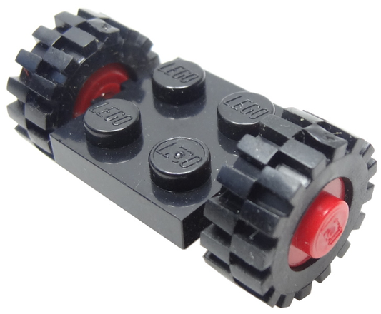 122c01assy2 | Plate, Modified 2 x 2 with Red Wheels with Black Tires 15mm D. x 6mm Offset Tread Small | LEGOPART