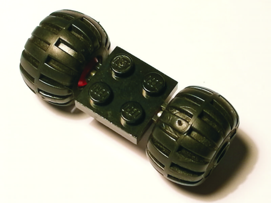 122c01assy4 | Plate, Modified 2 x 2 with Red Wheels with 2 Black Wheel Full Rubber Balloon with Axle Hole | LEGOPART