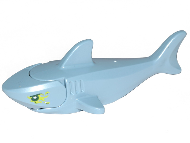 14518c04pb03 | Shark with Rounded Nose and Debossed Gills with Black Eyes, Silver Pupils and Lime Slime Pattern | LEGOPART