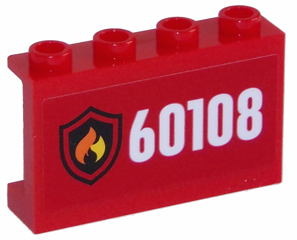 14718pb005 | Panel 1 x 4 x 2 with Side Supports - Hollow Studs with Fire Logo and White | LEGOPART