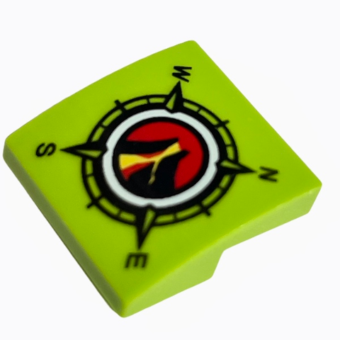 15068pb084 | Slope, Curved 2 x 2 x 2/3 with Volcano Explorers Logo Compass Pattern | LEGOPART