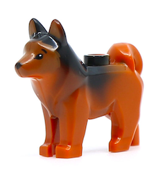 16606pb002 | Dog, Husky with Marbled Black Ears and Back and Printed Black Eyes and Nose, Dark Orange Face and Ears Pattern | LEGOPART