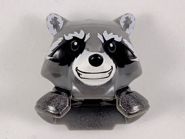 17013pb04 | Minifigure, Head, Modified Raccoon with Pearl Dark Gray Shoulder Pads and Smile Pattern | LEGOPART