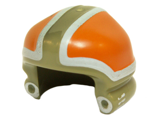 21810pb01 | Minifigure, Headgear Helmet SW Ground Crew with Orange and White Panels and Silver Circles Pattern | LEGOPART