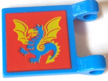 2335px9 | Flag 2 x 2 Square with Red Square and Yellow / Blue Dragon Pattern | LEGOPART