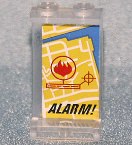 2362apb21 | Panel 1 x 2 x 3 - Solid Studs with City Map with Flame and 'ALARM!' Pattern | LEGOPART