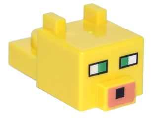 24008pb01 | Creature Head Pixelated with Ears, Nose, and Face with Green Eyes and Medium Nougat Nose Pattern | LEGOPART