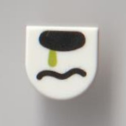 24246pb019 | Tile, Round 1 x 1 Half Circle Extended with Black Nose and Wavy Mouth, Lime Drip Pattern | LEGOPART