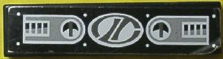 2431pb049 | Tile 1 x 4 with 2 Gauge Panels and Dark Gray Stylized 'LT' on White Oval Racing Logo Pattern (Sticker) - Set 8408 | LEGOPART