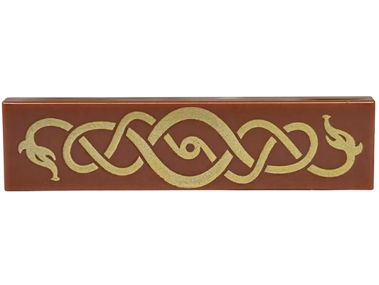 2431pb0848 | Tile 1 x 4 with Gold Intertwined Sea Serpent / Snake Pattern | LEGOPART
