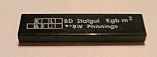 2431pb158L | Tile 1 x 4 with 'BD Stalgul Kgb m² BW Phonings' Pattern (Sticker) - Set 7898 | LEGOPART