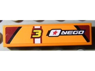 2431pb178 | Tile 1 x 4 with Number 3 and 'NEGO' Pattern (Sticker) - Set 8304 | LEGOPART