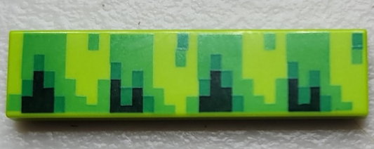 2431pb755 | Tile 1 x 4 with Pixelated Bright Green, Dark Green, and Green Pattern | LEGOPART