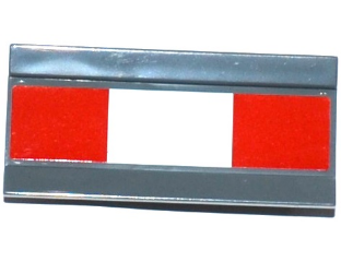 2440pb018 | Vehicle, Spoiler / Plow Blade 6 x 3 with Hinge with 2 Red Squares and White Rectangle Pattern | LEGOPART