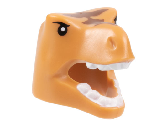 2523pb01 | Minifigure, Headgear Head Cover, Costume Tyrannosaurus rex / Dragon with Black Eyes, Reddish Brown Stripes, and White Teeth Pattern | LEGOPART