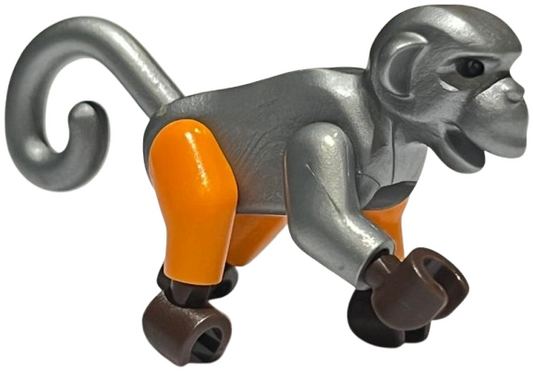 2550c02 | Monkey with Dark Brown Hands and Feet, 1 Flat Silver Arm, 1 Orange Arm and Orange Legs | LEGOPART