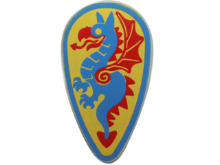 2586p4c | Minifigure, Shield Ovoid with Blue and Red Dragon on Yellow Background Pattern | LEGOPART