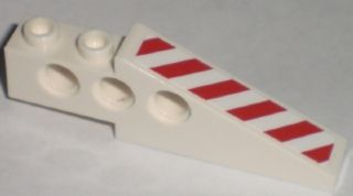 2744pb019L | Technic Slope 6 x 1 x 1 2/3 with Red and White Danger Stripes Pattern Left | LEGOPART