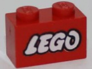 3004p50 | Brick 1 x 2 with LEGO Logo Open O Style White with Black Outline Pattern | LEGOPART