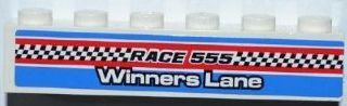 3009pb159 | Brick 1 x 6 with 'RACE 555', 'WINNERS LANE' and Checkered Flag Pattern (Sticker) - Set 8125 | LEGOPART