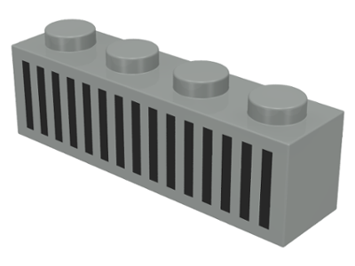 3010p04 | Brick 1 x 4 with Black Grille with 15 Vertical Lines Pattern | LEGOPART