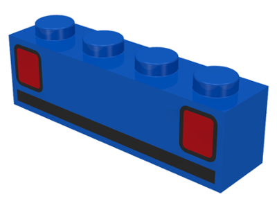 3010p09 | Brick 1 x 4 with Red Car Taillights and Black Stripe Pattern | LEGOPART