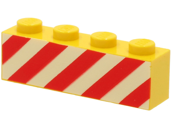 3010p15 | Brick 1 x 4 with Red Danger Stripes on Printed White Background Pattern | LEGOPART