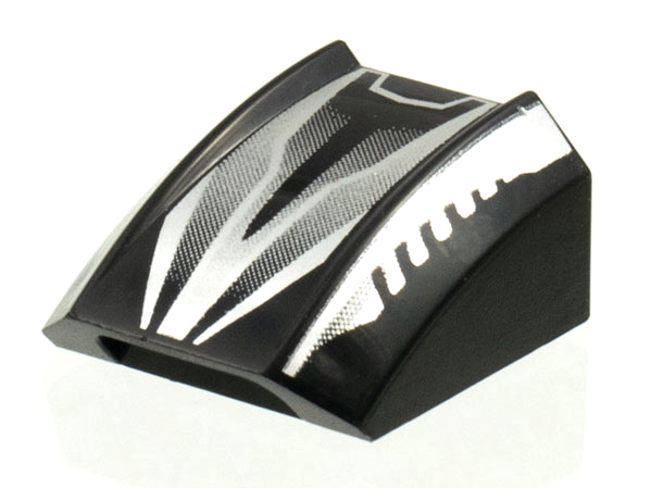 30602pb016 | Slope, Curved 2 x 2 Lip with Sleek Silver and Black Pattern | LEGOPART