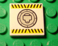 3068pb0023 | Tile 2 x 2 with Black and Yellow Danger Stripes and Round Hatch Pattern | LEGOPART