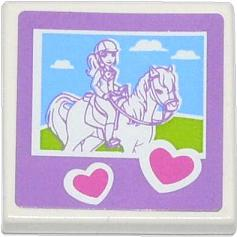 3068pb0783 | Tile 2 x 2 with Hearts and Friends Horse and Rider Pattern | LEGOPART