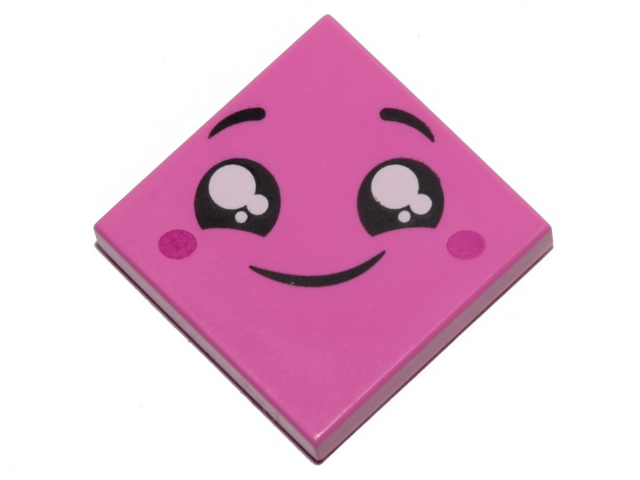 3068pb1237 | Tile 2 x 2 with Face, Smile, Black Eyes with White Pupils, Raised Eyebrows, Red Cheeks Pattern | LEGOPART