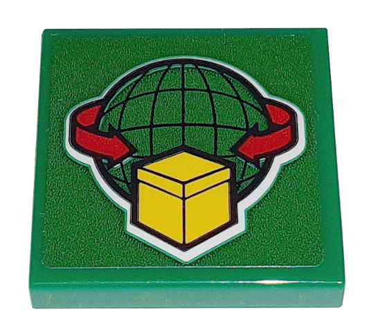 3068pb1314 | Tile 2 x 2 with Box and Arrows and Globe on Green Background Pattern | LEGOPART